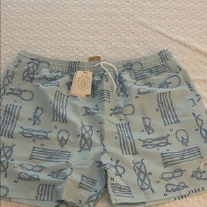 The Beaufort Bonnet Company Light Blue Nautical Swim Trunks